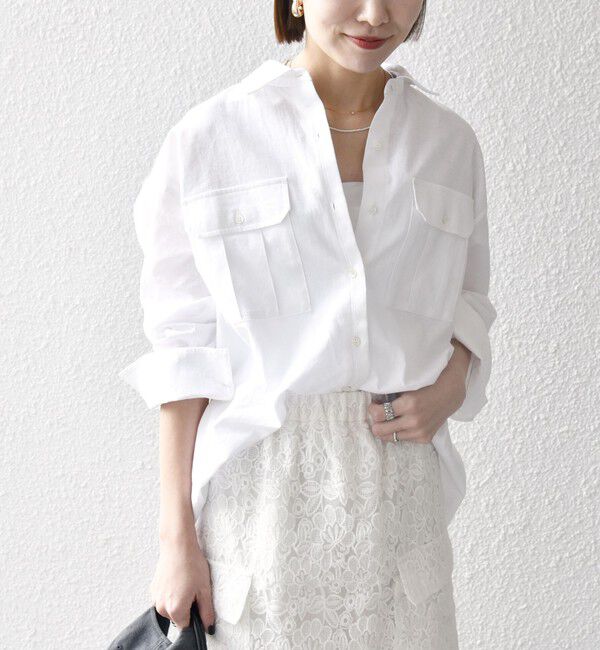 SHIPS any「SHIPS any:〈洗濯機可能〉リネン ミックス ワーク ポケット シャツ」|シャツ・ブラウス|