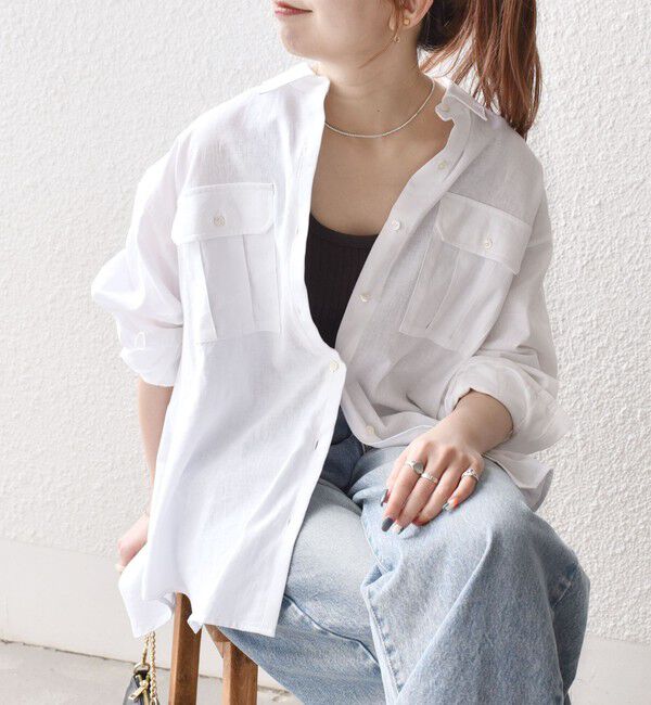SHIPS any「SHIPS any:〈洗濯機可能〉リネン ミックス ワーク ポケット シャツ」|シャツ・ブラウス|