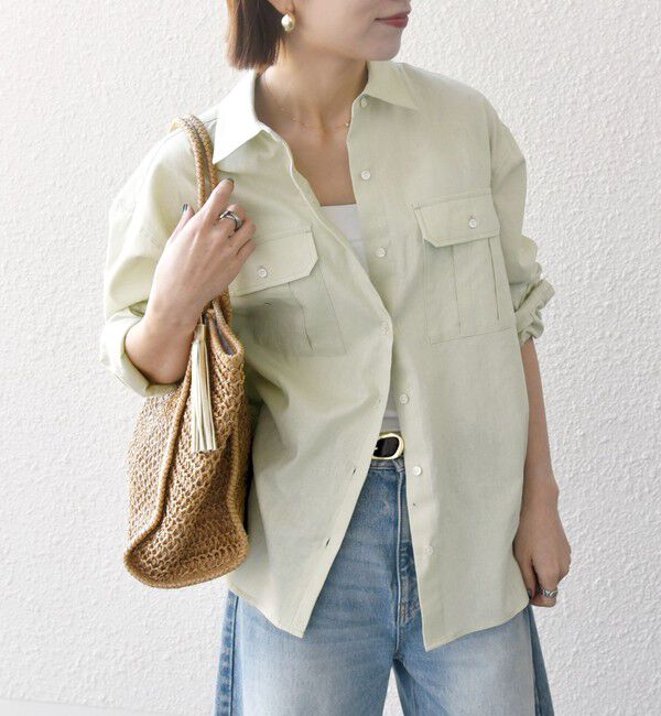 SHIPS any「SHIPS any:〈洗濯機可能〉リネン ミックス ワーク ポケット シャツ」|シャツ・ブラウス|