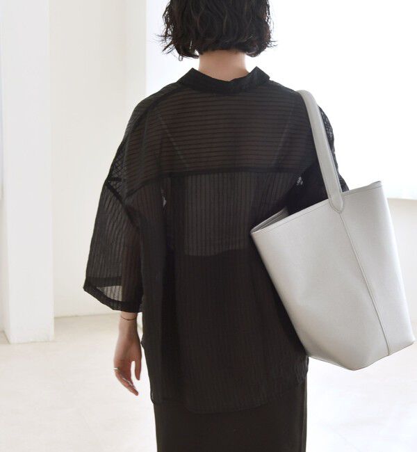 quaranciel「quaranciel:〈手洗い可能〉シアー ストライプ ボーダー ビッグ シャツ」|シャツ・ブラウス|