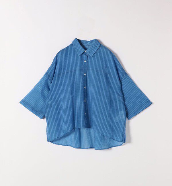 quaranciel「quaranciel:〈手洗い可能〉シアー ストライプ ボーダー ビッグ シャツ」|シャツ・ブラウス|