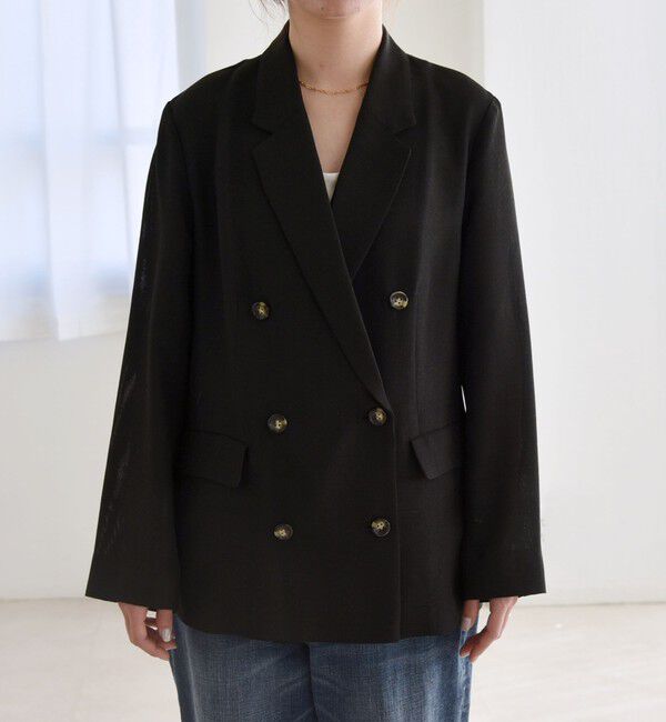 quaranciel「quaranciel:〈手洗い可能〉メッシュ ダブルブレスト テーラード ジャケット」|テーラードジャケット|