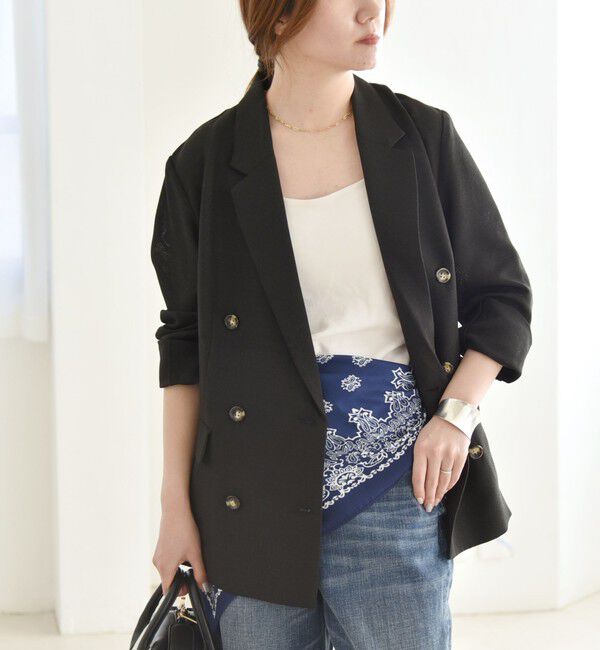 quaranciel「quaranciel:〈手洗い可能〉メッシュ ダブルブレスト テーラード ジャケット」|テーラードジャケット|