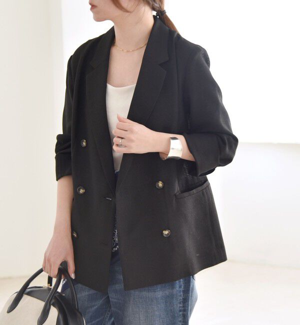 quaranciel「quaranciel:〈手洗い可能〉メッシュ ダブルブレスト テーラード ジャケット」|テーラードジャケット|
