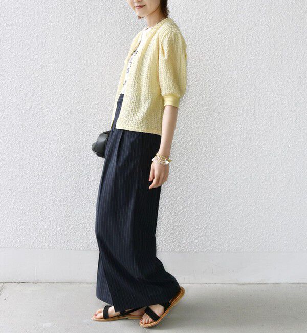 SHIPS for women「【WEB限定】〈手洗い可能〉バンピー シャーリング 5分袖 カーディガン」|カーディガン|