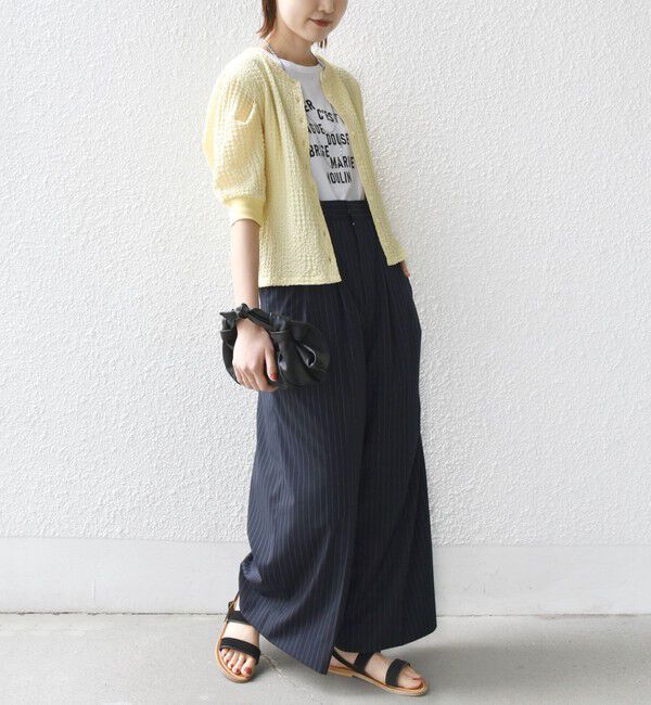 SHIPS for women「【WEB限定】〈手洗い可能〉バンピー シャーリング 5分袖 カーディガン」|カーディガン|