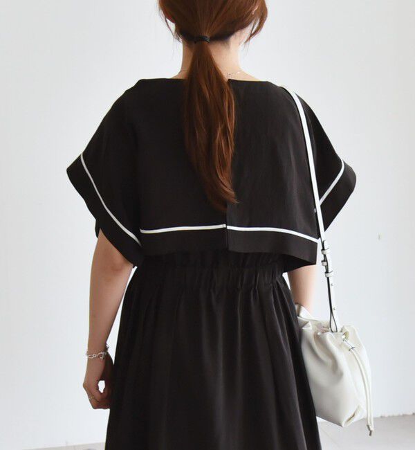quaranciel「quaranciel:〈洗濯機可能〉ケープデザイン パイピング ワンピース」|ワンピース|