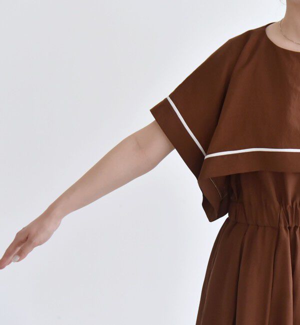 quaranciel「quaranciel:〈洗濯機可能〉ケープデザイン パイピング ワンピース」|ワンピース|