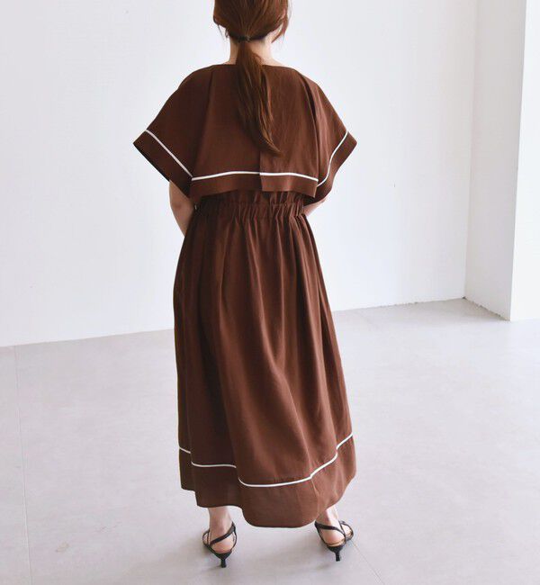 quaranciel「quaranciel:〈洗濯機可能〉ケープデザイン パイピング ワンピース」|ワンピース|