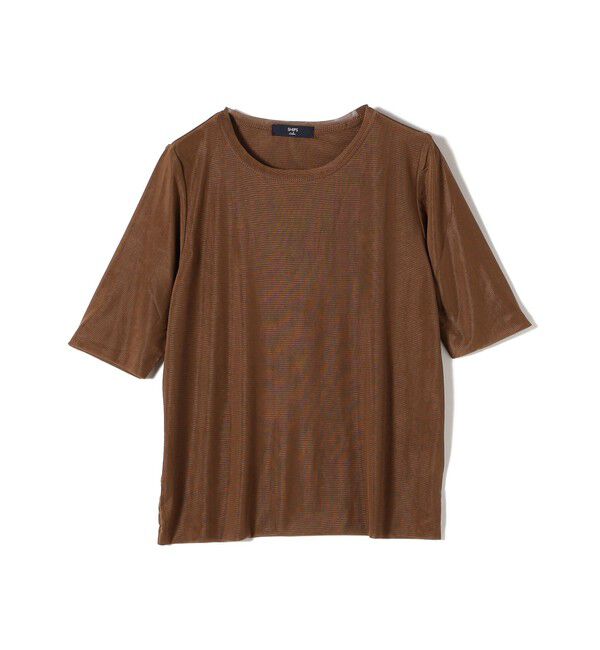 SHIPS Colors 「SHIPS Colors:〈手洗い可能〉チュール ショートスリーブ トップス」|Tシャツ・カットソー|ブラウン