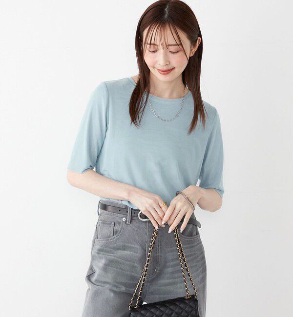 SHIPS Colors 「SHIPS Colors:〈手洗い可能〉チュール ショートスリーブ トップス」|Tシャツ・カットソー|ライトブルー