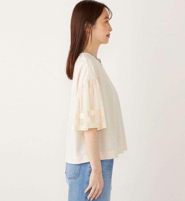 SHIPS Colors 「SHIPS Colors:〈手洗い可能〉ジョーゼット チュールスリーブ トップス」|Tシャツ・カットソー|