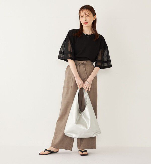 SHIPS Colors 「SHIPS Colors:〈手洗い可能〉ジョーゼット チュールスリーブ トップス」|Tシャツ・カットソー|