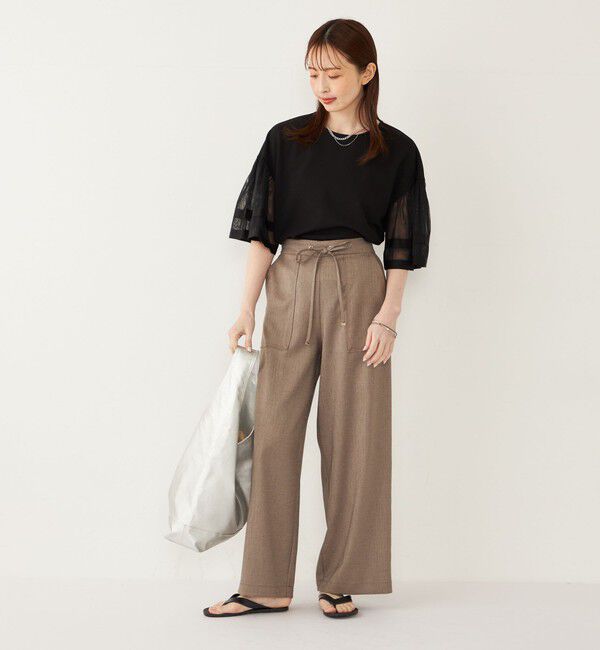 SHIPS Colors 「SHIPS Colors:〈手洗い可能〉ジョーゼット チュールスリーブ トップス」|Tシャツ・カットソー|