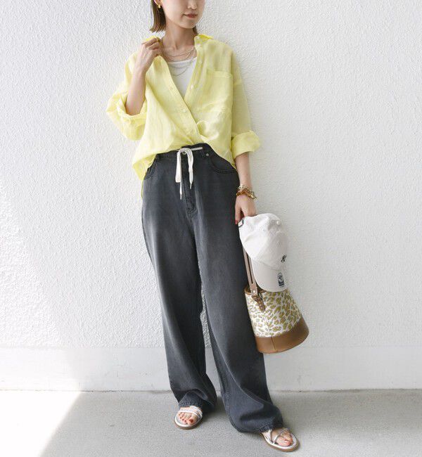 SHIPS for women「〈洗濯機可能〉ドロスト イージー デニム パンツ(ダークグレー)」|デニム|