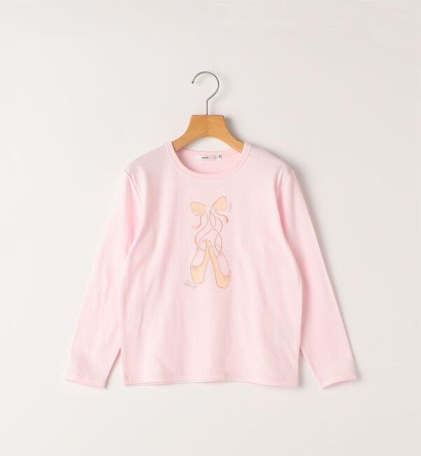 SHIPS KIDS「SHIPS KIDS:80～90cm / バレエシューズ デザイン 長袖 Tシャツ」|Tシャツ・カットソー|ライトピンク