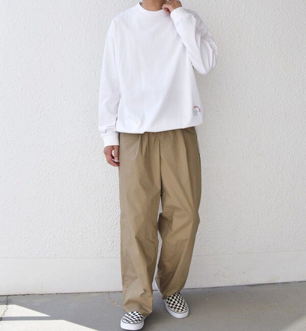 SHIPS any「SHIPS any: オーガニック コットン ワンポイント ロゴ プリント&times;刺繍 スピンドル Tシャツ(ロンT)◇」|Tシャツ・カットソー|