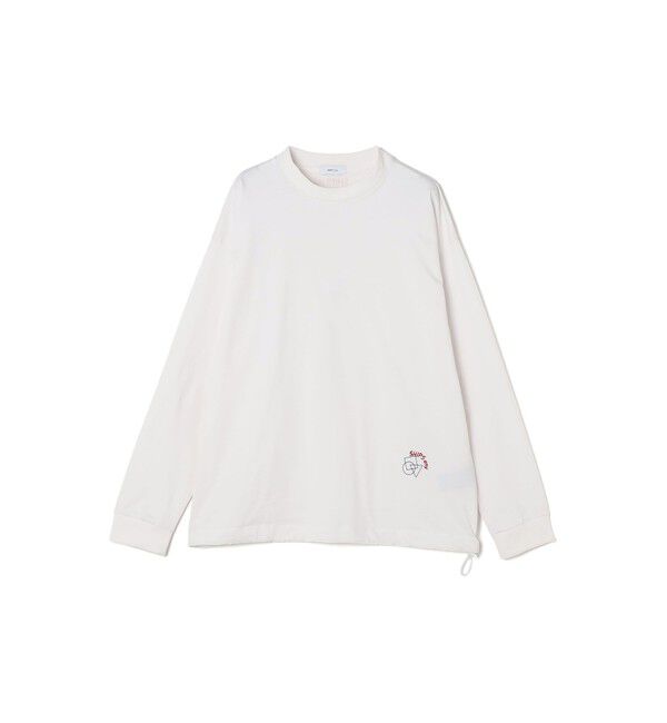 SHIPS any「SHIPS any: オーガニック コットン ワンポイント ロゴ プリント&times;刺繍 スピンドル Tシャツ(ロンT)◇」|Tシャツ・カットソー|