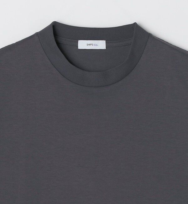 SHIPS any「SHIPS any: オーガニック コットン ワンポイント ロゴ プリント&times;刺繍 スピンドル Tシャツ(ロンT)◇」|Tシャツ・カットソー|