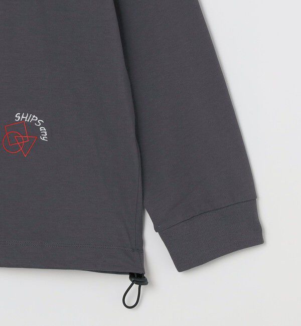 SHIPS any「SHIPS any: オーガニック コットン ワンポイント ロゴ プリント&times;刺繍 スピンドル Tシャツ(ロンT)◇」|Tシャツ・カットソー|