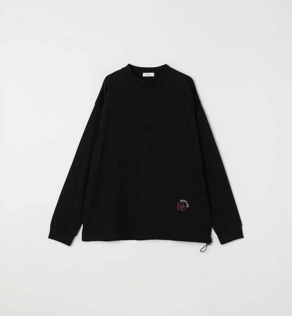 SHIPS any「SHIPS any: オーガニック コットン ワンポイント ロゴ プリント&times;刺繍 スピンドル Tシャツ(ロンT)◇」|Tシャツ・カットソー|