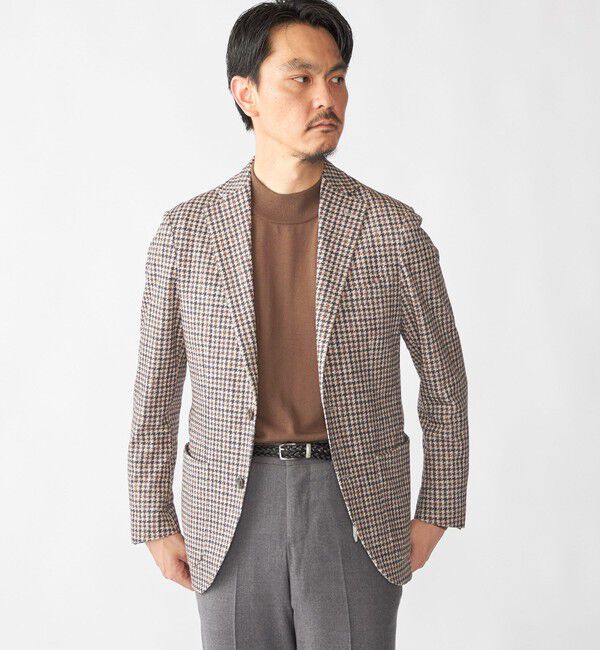 SHIPS「SHIPS: カネマサファブリック ジャージー プリント ガンクラブ ジャケット」|テーラードジャケット|ブラウン