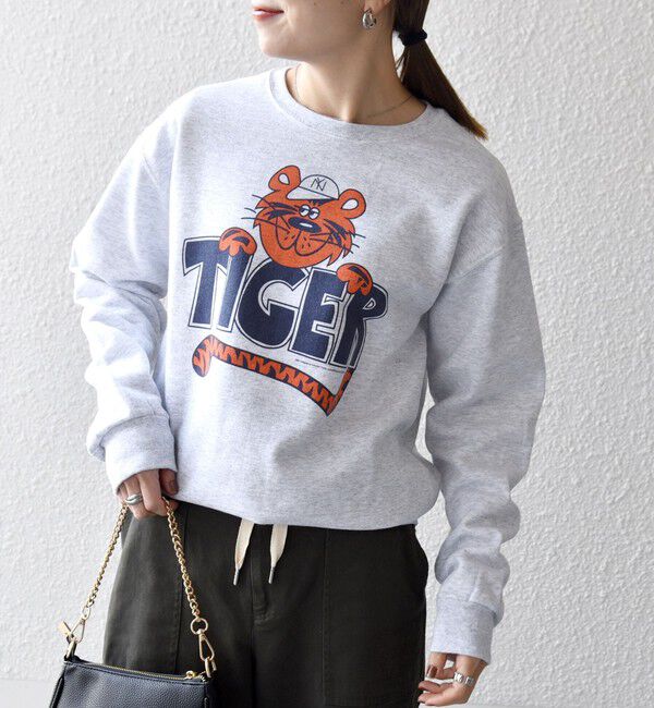 SHIPS any「The BOOK STORE:〈洗濯機可能〉タイガー プリント 裏起毛 スウェット」|スウェット・ジャージ|ライトグレー
