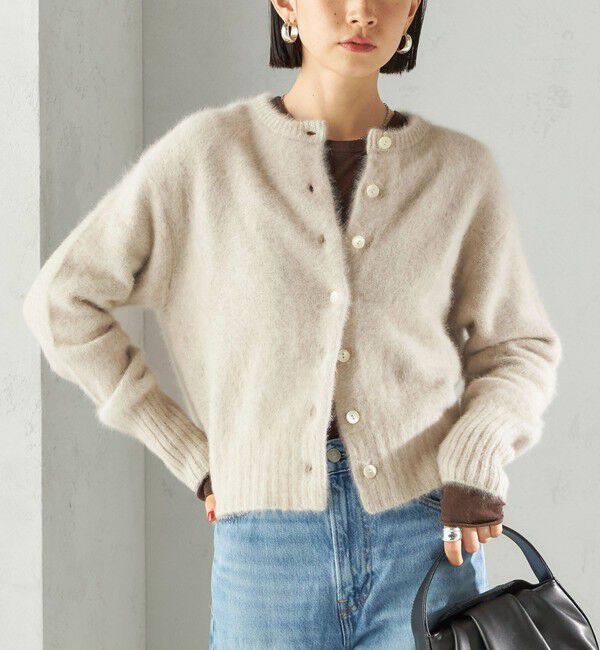 SHIPS for women「【一部WEB限定】〈手洗い可能〉フォックス クルーネック ニット カーディガン」|カーディガン|オフホワイト