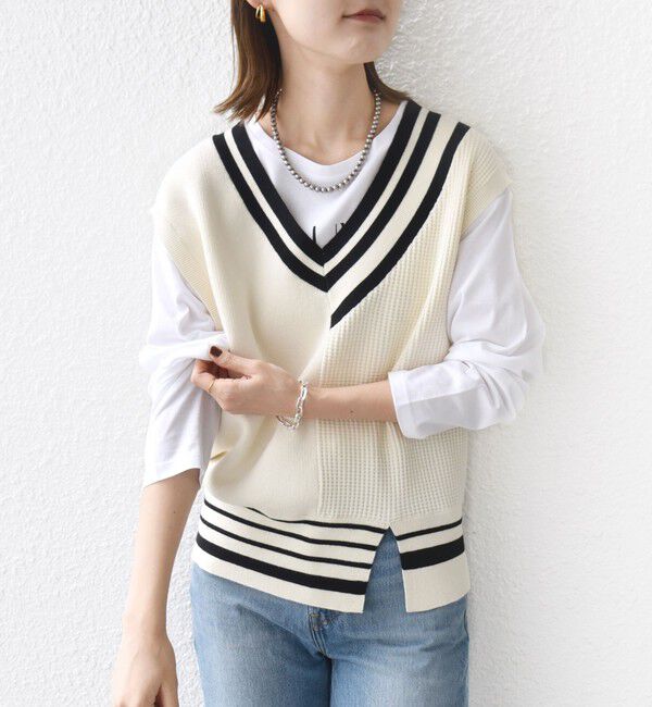 SHIPS for women「【WEB限定】〈手洗い可能〉チルデン ニット ベスト」|ベスト・ジレ|