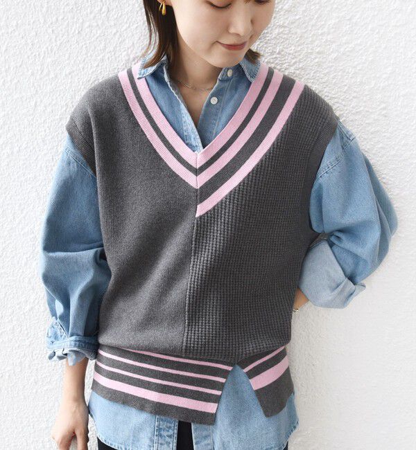 SHIPS for women「【WEB限定】〈手洗い可能〉チルデン ニット ベスト」|ベスト・ジレ|