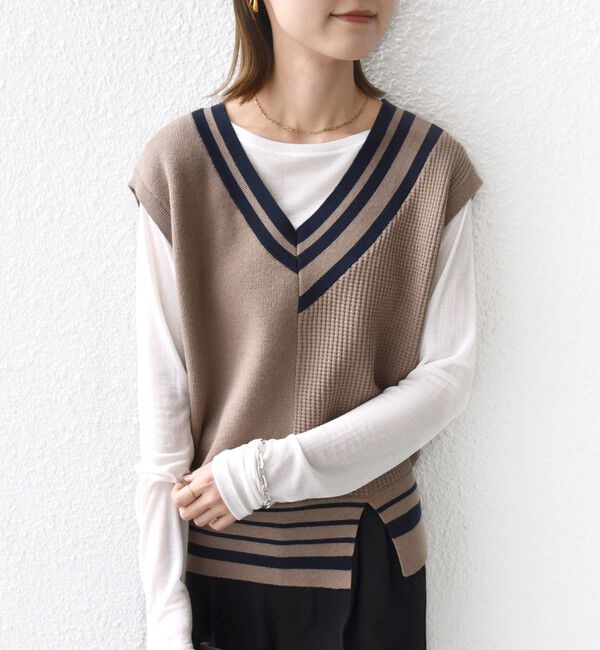 SHIPS for women「【WEB限定】〈手洗い可能〉チルデン ニット ベスト」|ベスト・ジレ|