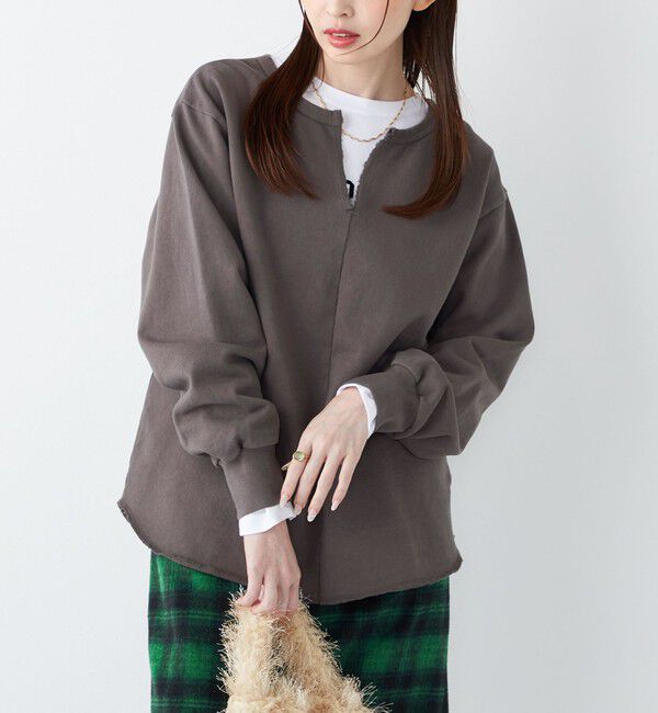 SHIPS Colors 「SHIPS Colors:〈手洗い可能〉USA 裏毛 スキッパー プルオーバー」|Tシャツ・カットソー|ブラック