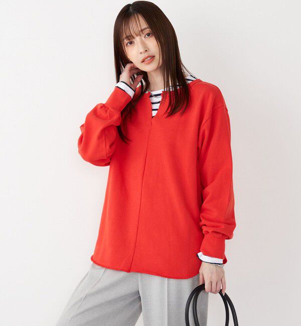 SHIPS Colors 「SHIPS Colors:〈手洗い可能〉USA 裏毛 スキッパー プルオーバー」|Tシャツ・カットソー|