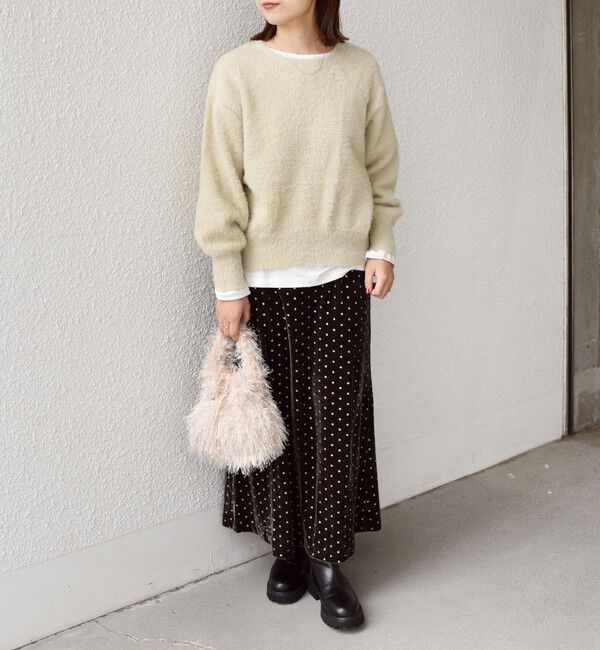 SHIPS Colors 「SHIPS Colors:〈手洗い可能〉グリッタープリント ポリエステルベロア フレアスカート」|フレア|