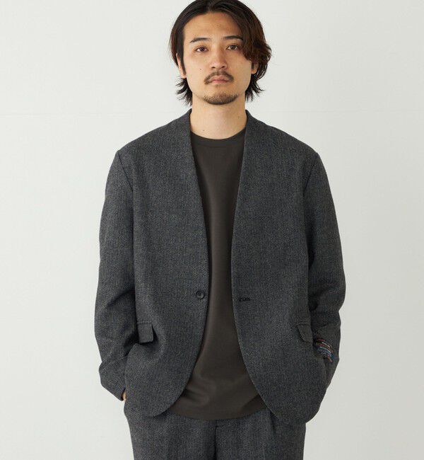 SHIPS Colors 「SHIPS Colors:T/W ツイード ノーカラー ジャケット(セットアップ対応可能)◇」|ノーカラージャケット|
