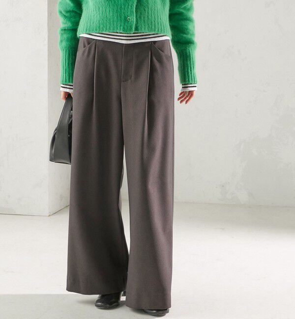 SHIPS for women「〈洗濯機可能〉ウールライク ポケット デザイン ワイド パンツ」|その他|ダークグレー