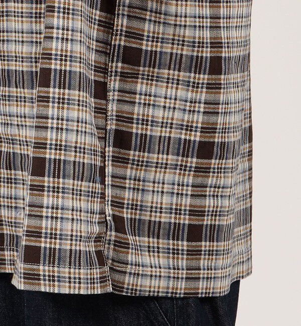TOMORROWLAND MENS「コットンリネン マドラスチェック&times;ヘリンボーン シャツブルゾン」|シャツ・ブラウス|