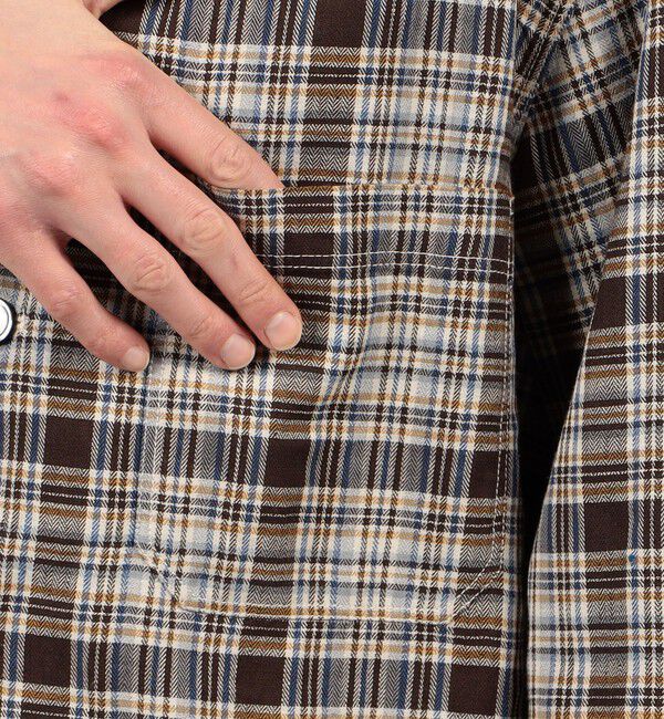 TOMORROWLAND MENS「コットンリネン マドラスチェック&times;ヘリンボーン シャツブルゾン」|シャツ・ブラウス|