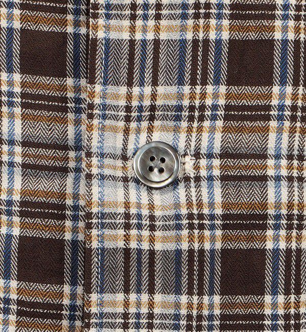 TOMORROWLAND MENS「コットンリネン マドラスチェック&times;ヘリンボーン シャツブルゾン」|シャツ・ブラウス|