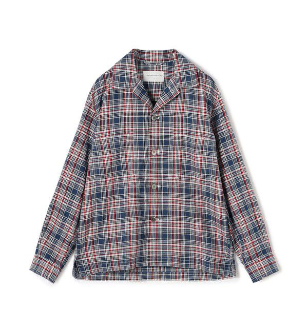 TOMORROWLAND MENS「コットンリネン マドラスチェック&times;ヘリンボーン シャツブルゾン」|シャツ・ブラウス|66 ブルー系