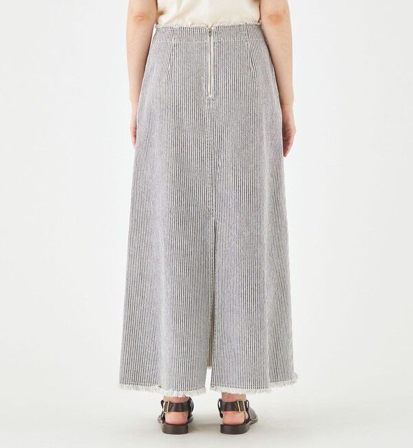 MACPHEE「ヒッコリーストライプデニム セミフレアマキシスカート」|フレア|