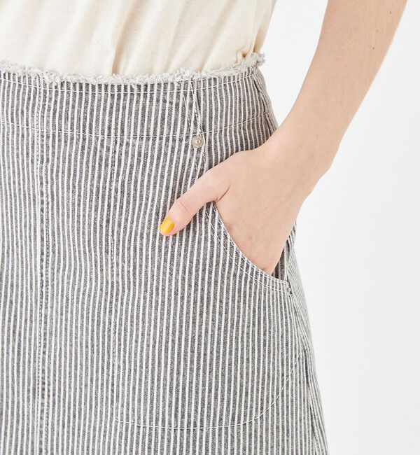 MACPHEE「ヒッコリーストライプデニム セミフレアマキシスカート」|フレア|