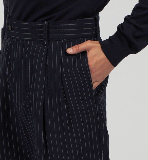 TOMORROWLAND MENS「ウールリネンコットン 2タックワイドストレートパンツ」|スラックス|