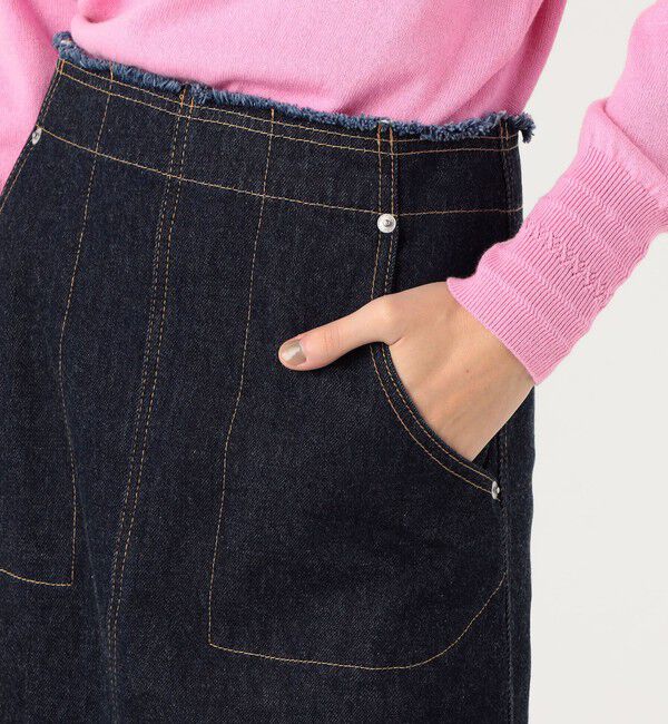 MACPHEE「コットンデニム セミフレアマキシスカート」|フレア|