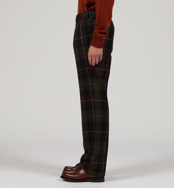 TOMORROWLAND MENS「ウールギャバジン タータンチェック イン2プリーツストレートスラックス」|スラックス|