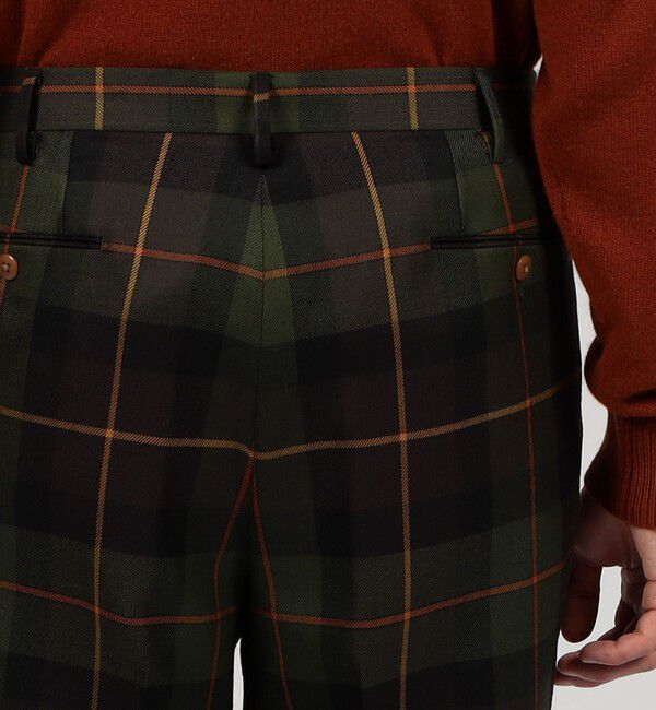 TOMORROWLAND MENS「ウールギャバジン タータンチェック イン2プリーツストレートスラックス」|スラックス|