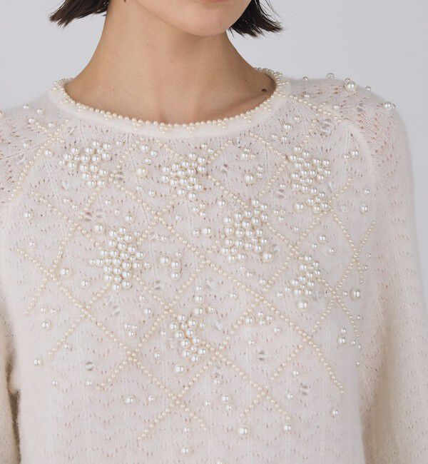 DES PRES「パールレースステッチ ラグランスリーブプルオーバー」|ニット・セーター|
