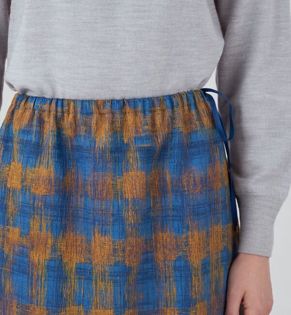 MACPHEE「ドローイングチェックプリント イージースカート」|台形|