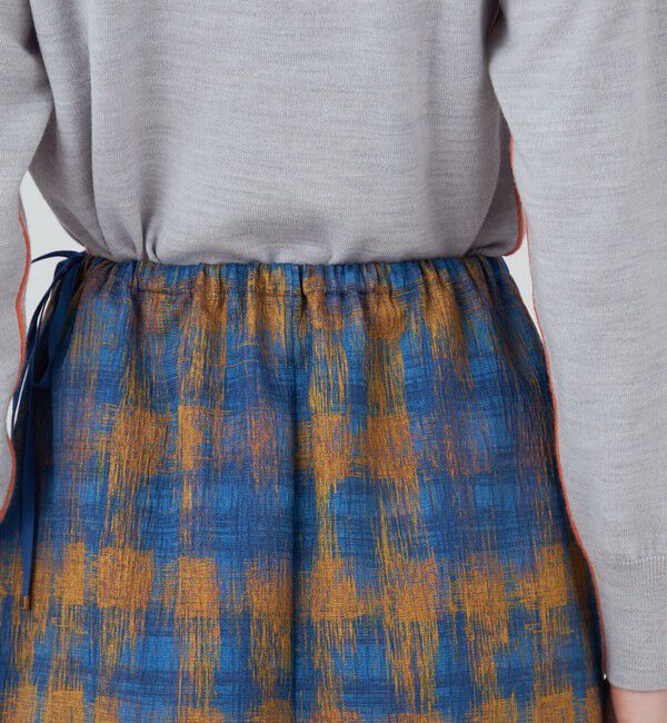 MACPHEE「ドローイングチェックプリント イージースカート」|台形|