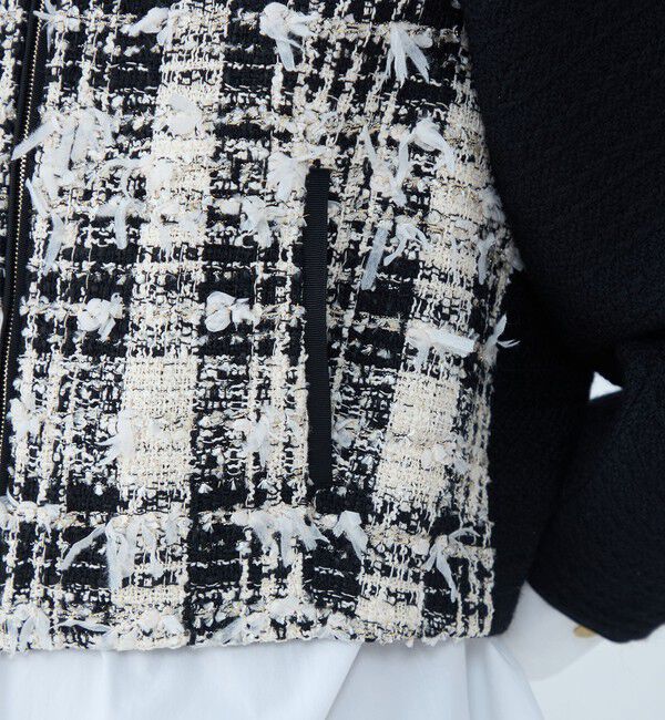 TOMORROWLAND collection「ファンシーモノトーンチェック フロントツイードブルゾン」|ブルゾン・スタジャン|